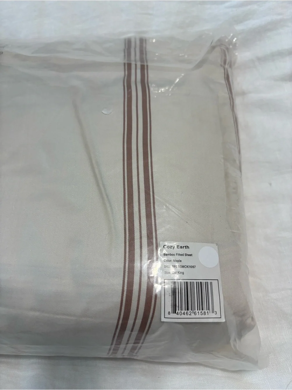 NWT Cozy Earth Cal King Fitted Sheet Limited Edition Maple Stripe
